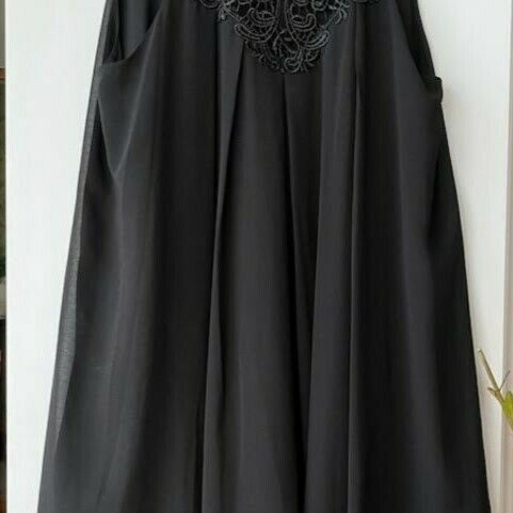 Les Petites Collection Womens Silk Sleeveless Dress Black Size L